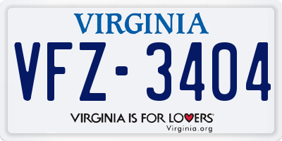 VA license plate VFZ3404