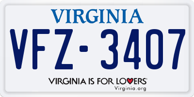 VA license plate VFZ3407