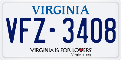 VA license plate VFZ3408