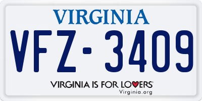 VA license plate VFZ3409