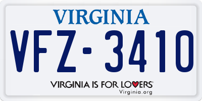 VA license plate VFZ3410