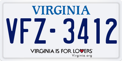 VA license plate VFZ3412