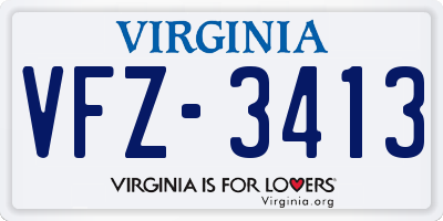 VA license plate VFZ3413