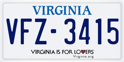 VA license plate VFZ3415