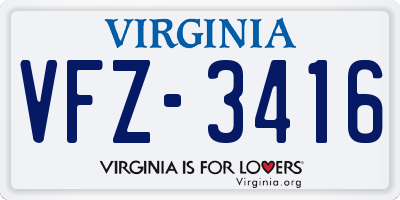VA license plate VFZ3416