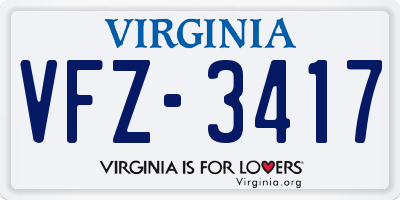 VA license plate VFZ3417