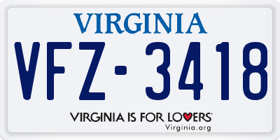 VA license plate VFZ3418
