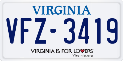 VA license plate VFZ3419