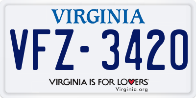 VA license plate VFZ3420