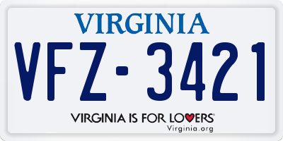 VA license plate VFZ3421