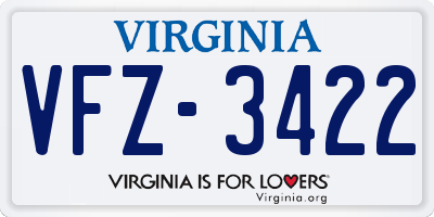 VA license plate VFZ3422
