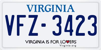 VA license plate VFZ3423