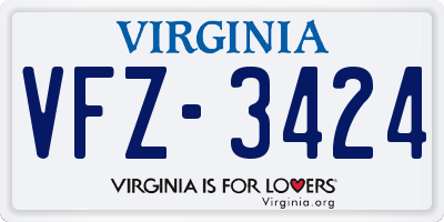 VA license plate VFZ3424
