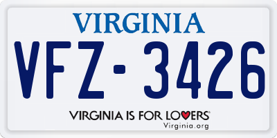 VA license plate VFZ3426