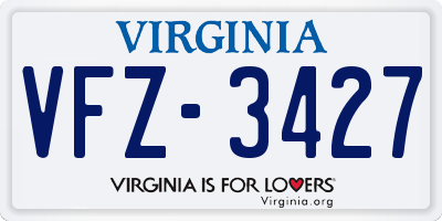 VA license plate VFZ3427