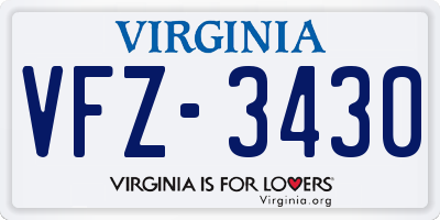 VA license plate VFZ3430