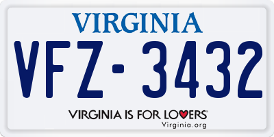 VA license plate VFZ3432