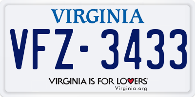 VA license plate VFZ3433
