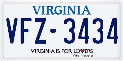 VA license plate VFZ3434