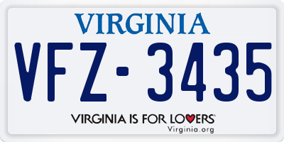 VA license plate VFZ3435