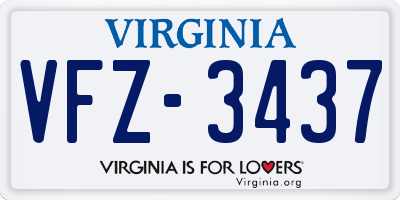 VA license plate VFZ3437