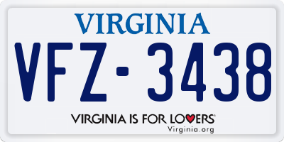 VA license plate VFZ3438