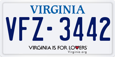 VA license plate VFZ3442