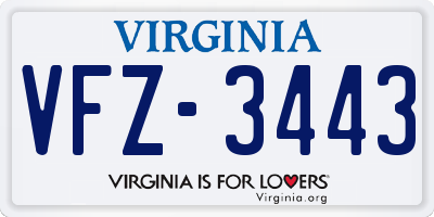 VA license plate VFZ3443