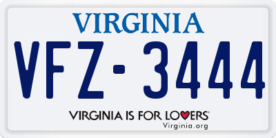 VA license plate VFZ3444