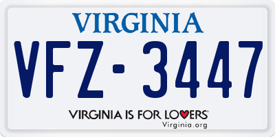 VA license plate VFZ3447