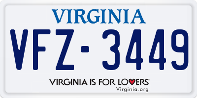 VA license plate VFZ3449