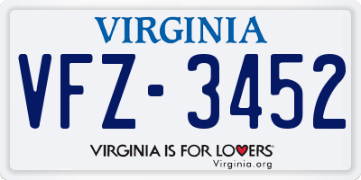 VA license plate VFZ3452