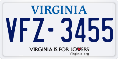 VA license plate VFZ3455