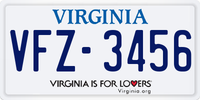 VA license plate VFZ3456