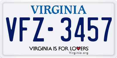 VA license plate VFZ3457
