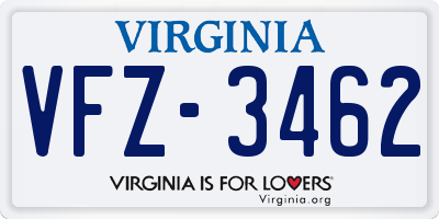 VA license plate VFZ3462