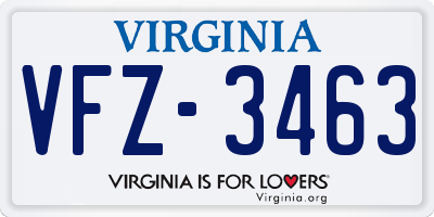 VA license plate VFZ3463