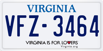 VA license plate VFZ3464