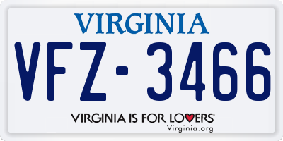VA license plate VFZ3466