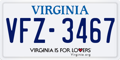 VA license plate VFZ3467