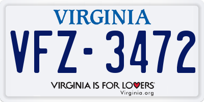 VA license plate VFZ3472