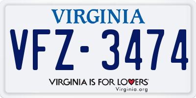 VA license plate VFZ3474