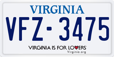 VA license plate VFZ3475