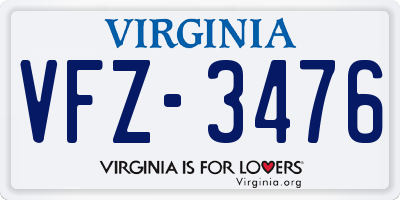VA license plate VFZ3476
