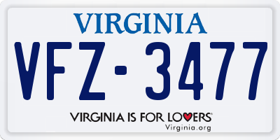 VA license plate VFZ3477