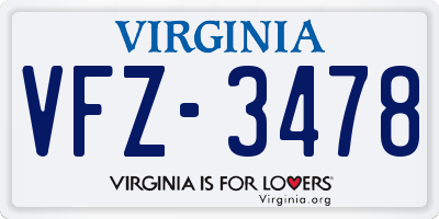 VA license plate VFZ3478