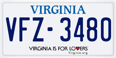 VA license plate VFZ3480