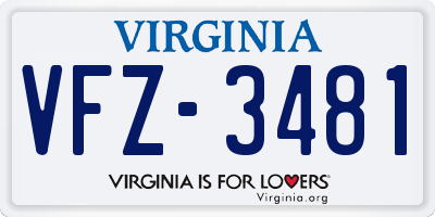 VA license plate VFZ3481