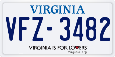 VA license plate VFZ3482
