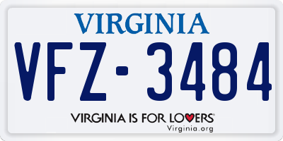 VA license plate VFZ3484